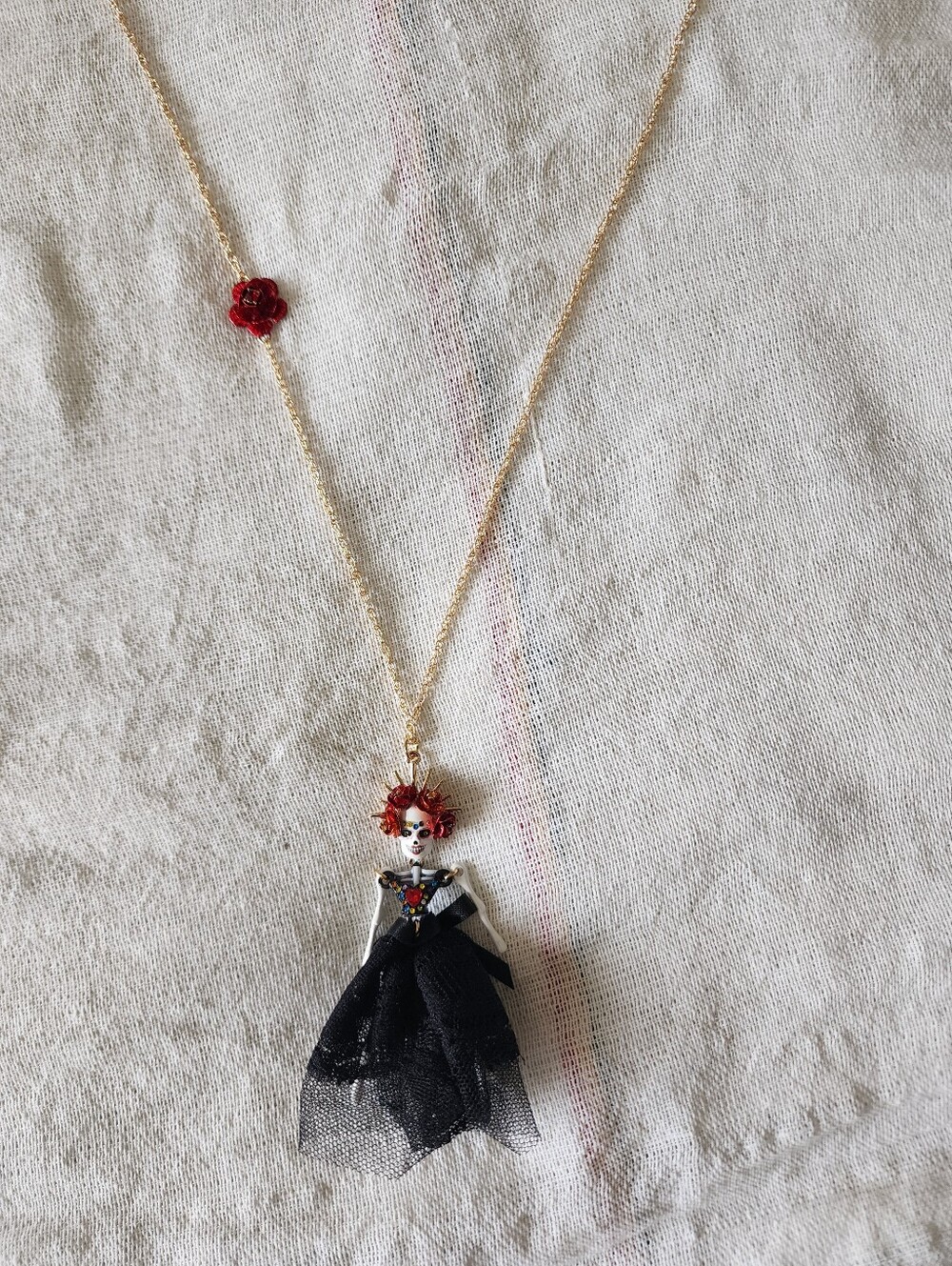 🖤Betsey Johnson Sugar Skull Dark Bride Long Pendant Necklace 🖤